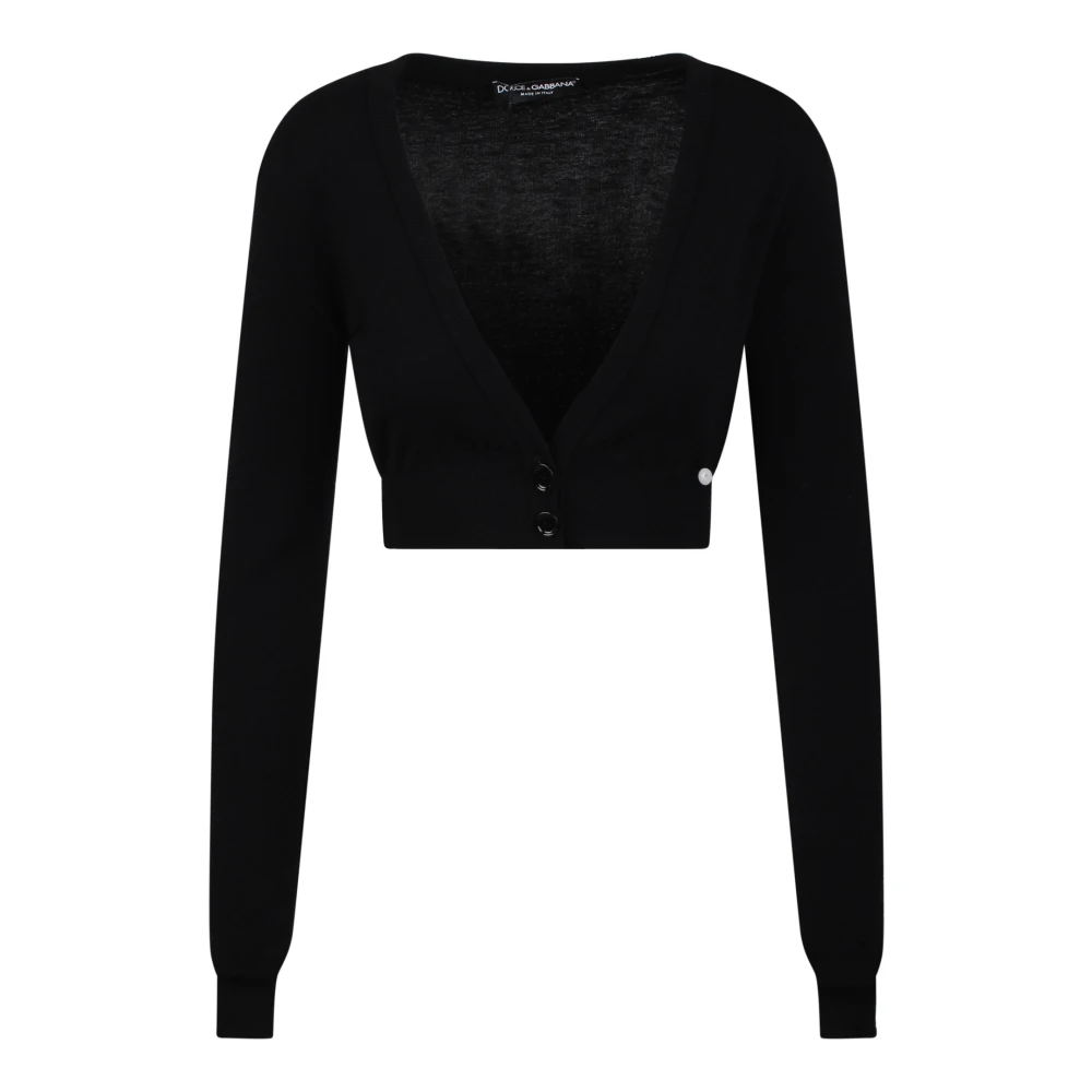 Dolce & Gabbana V-ringad Kort Cardigan Black, Dam