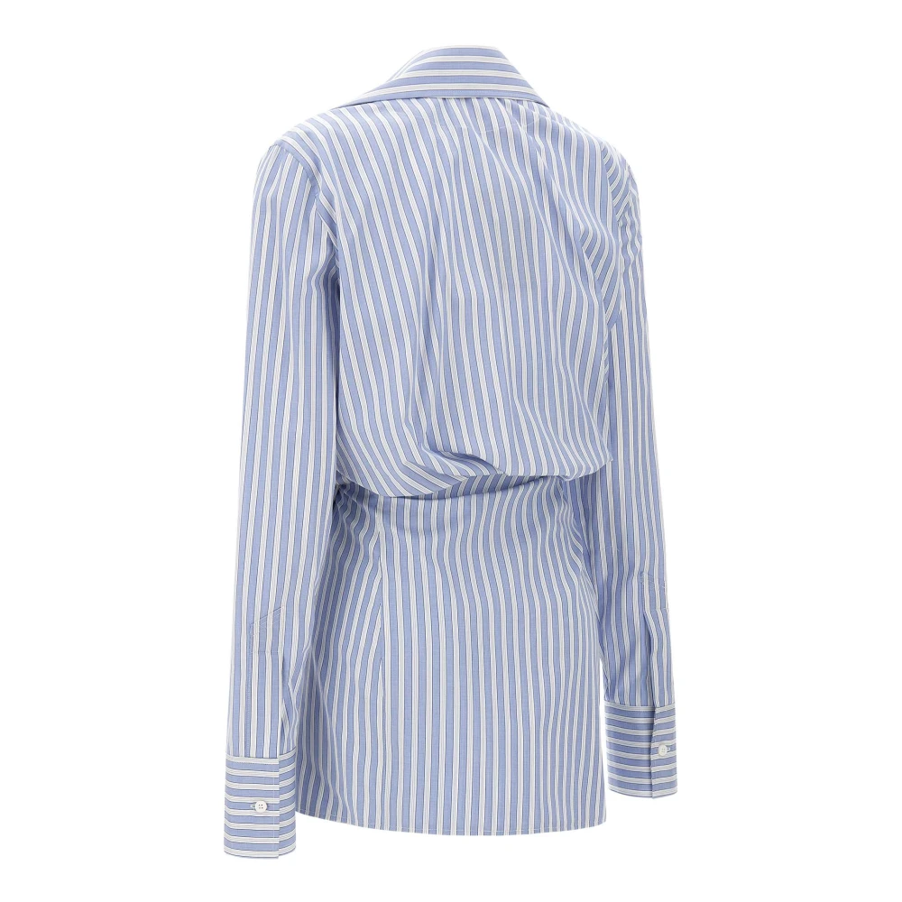 The Attico Gestreepte Mini Jurk met V-Hals Blue Dames