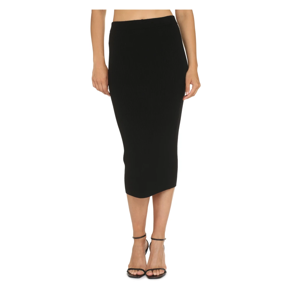 Michael Kors Geribbelde gebreide rok met elastische tailleband Black Dames