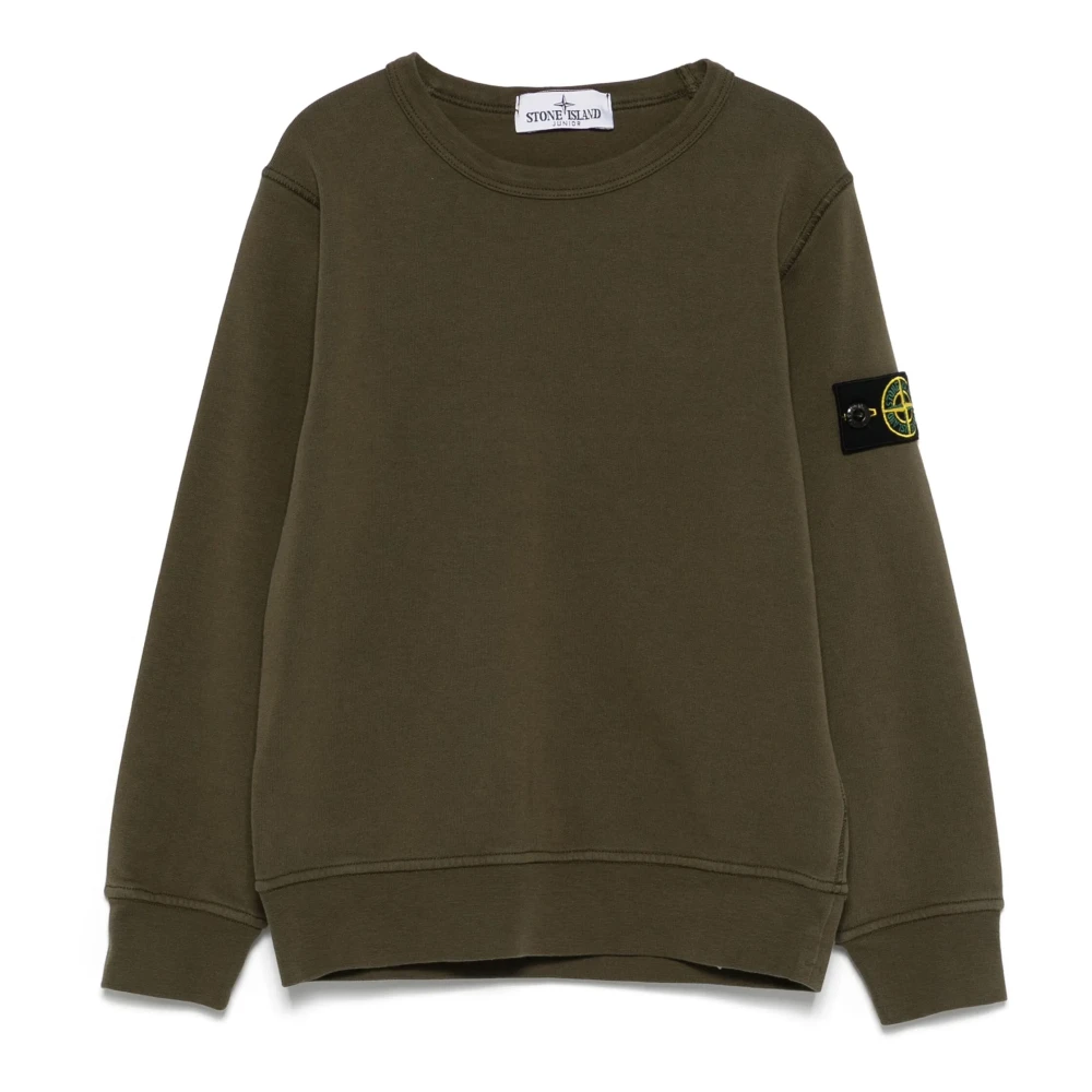 Stone Island Boys Green Kids Sweatshirts, 8 Y, Crewneck Sweatshirt With Badge