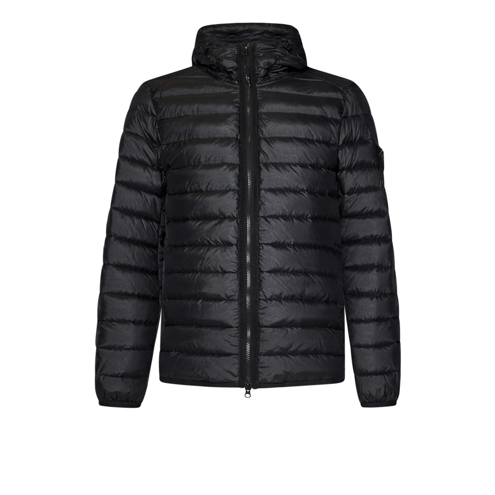Stone Island Zwarte Parka Jas Aw24 Black Heren