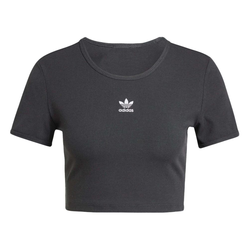 Adidas Geribbeld T-shirt Black Dames