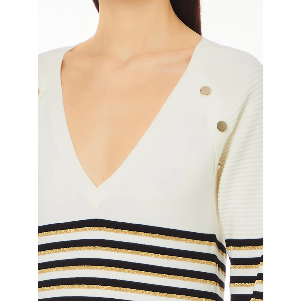 Liu Jo Witte V-hals Trui Multicolor Dames