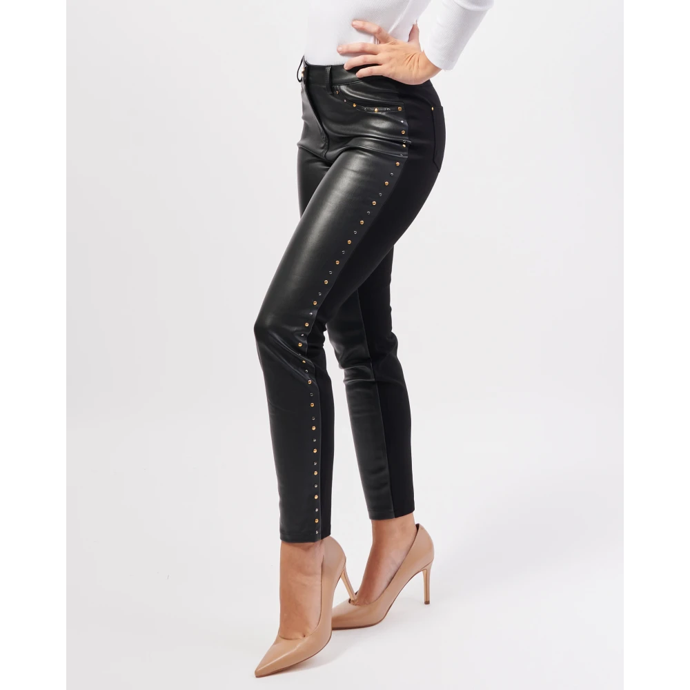 Gaudi Zwarte Broek met Details van Kunstleer Black Dames