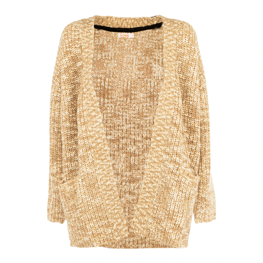 Sun68 Lang Dik Vest voor Vrouwen Beige Dames