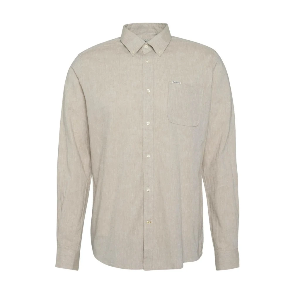 Barbour Men's Beige Casual Shirts, 2XL, Nelson Tailored Fit Cotton Linen Shirt