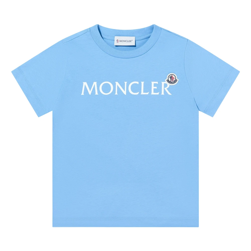 Moncler Boys Blue Kids Short Sleeve T-Shirts, 10 Y, Cotton Logo T-Shirt