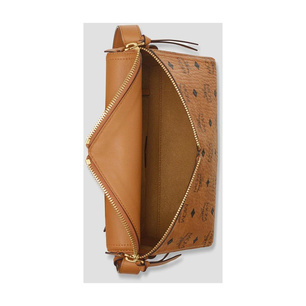 MCM Diamanten 3D Schoudertas in Visetos Leder Mix Brown Dames