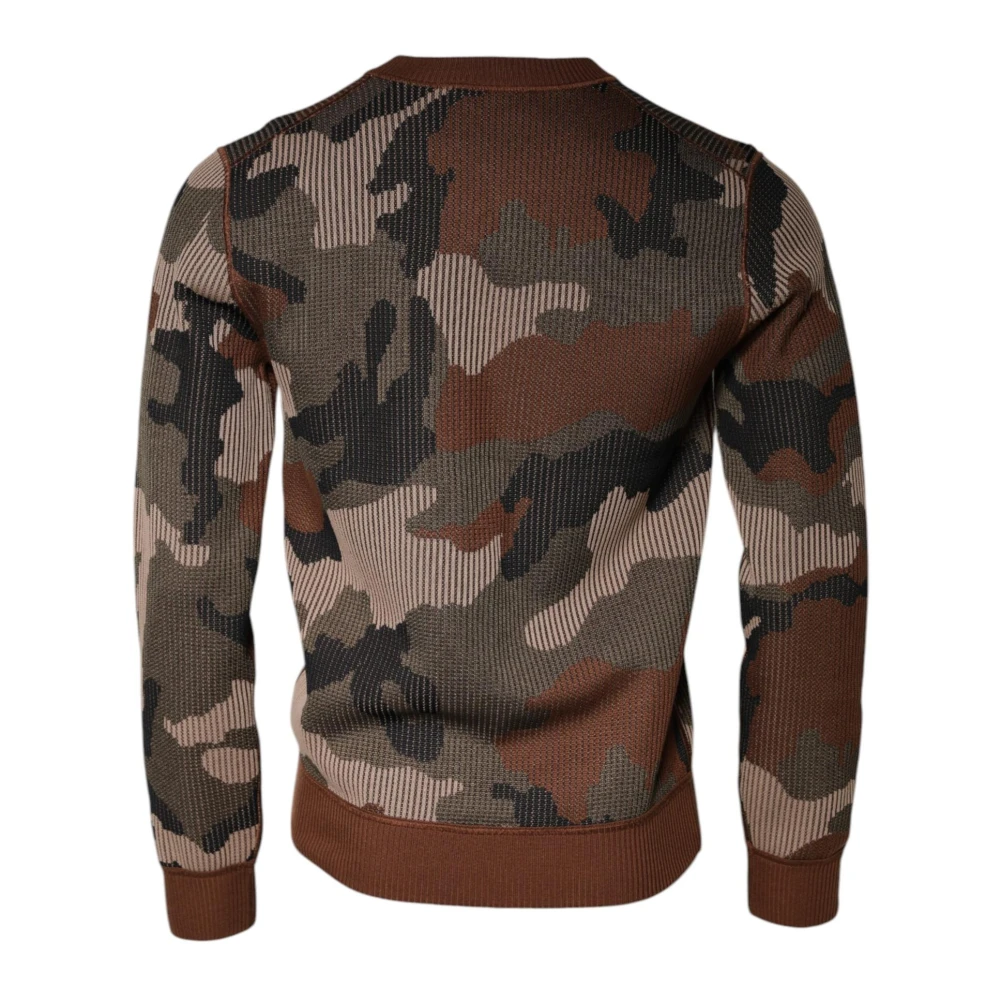Dolce & Gabbana Camouflage Crew Neck Pullover Sweater Multicolor Heren