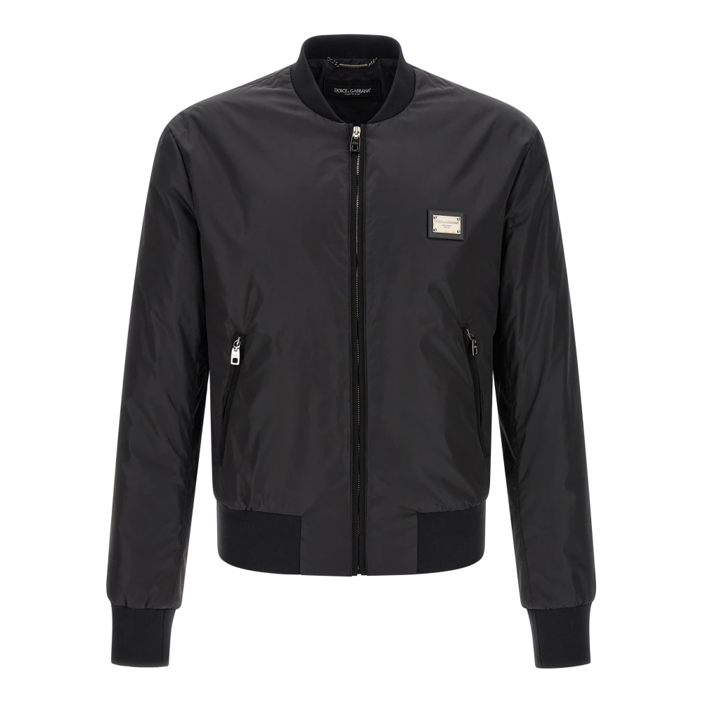 Dolce & Gabbana Men's Black Bomber Jackets, M, Nylon Bomber Jacket