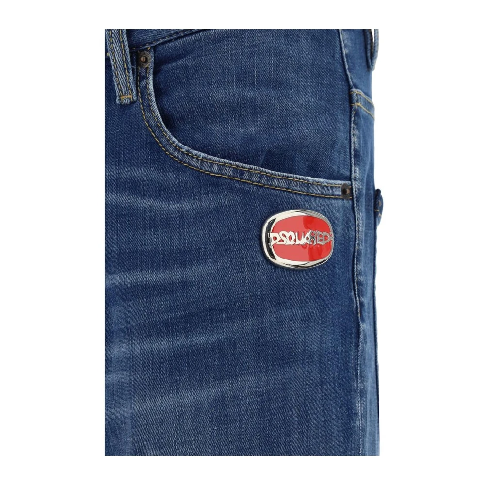 Dsquared2 Skinny katoenen jeans met metalen naamplaatje Blue Heren