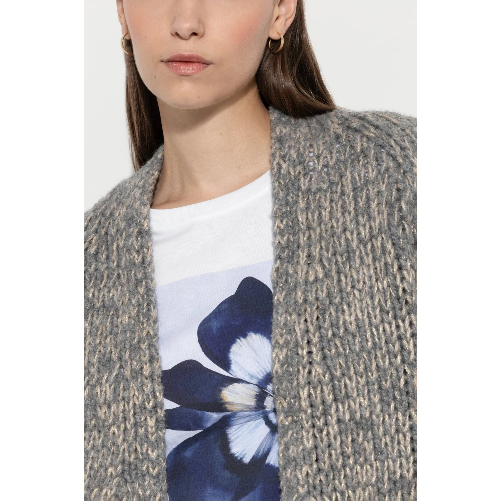 LUISA CERANO Bouclé Cardigan met Shawl Kraag Gray Dames