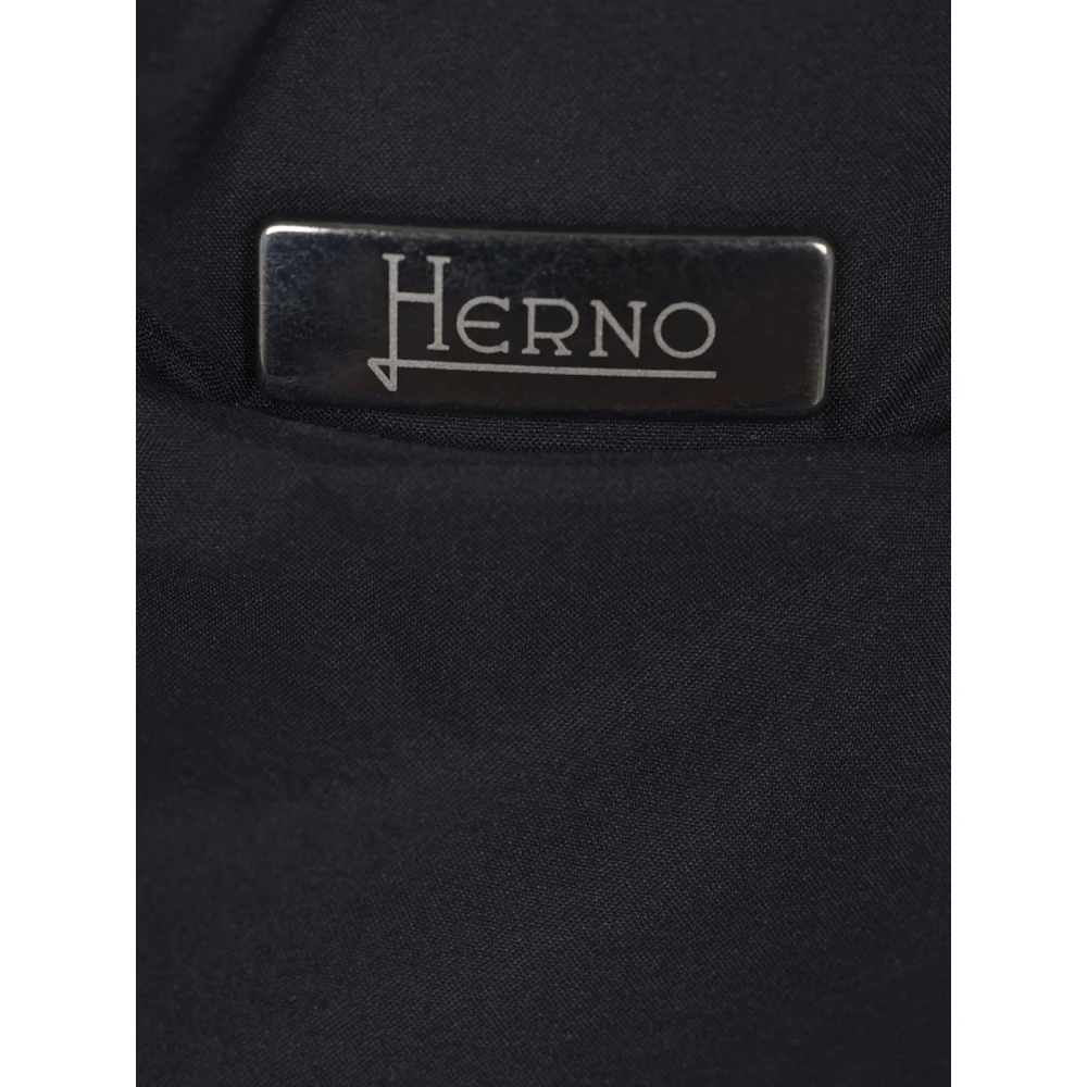Herno Zwarte Diagonale Wollen Parka Eco-Age Black Dames