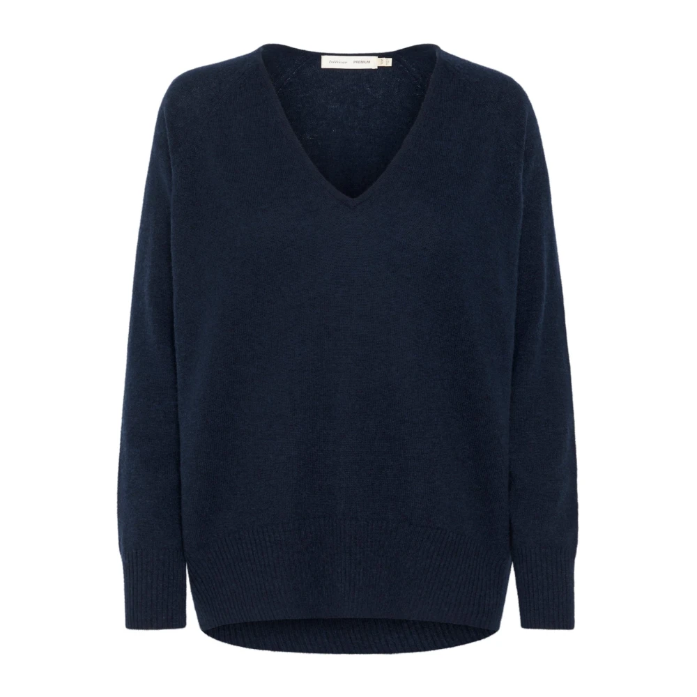Inwear Women's Blue Lukka V-Neck Pullover Premium - Cashmere Knitwear - Xs/S - Knitwear