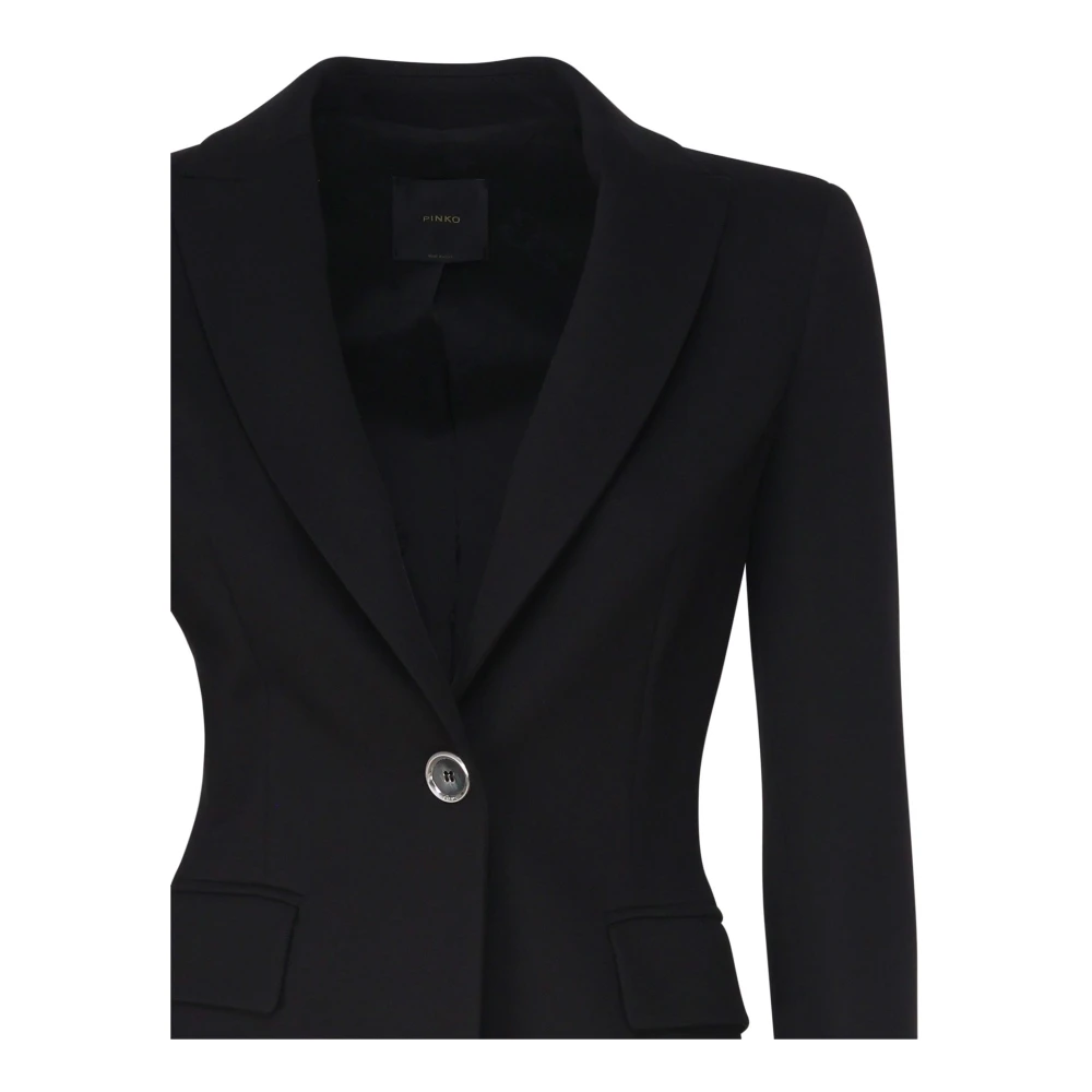 pinko Zwarte Single-Breasted Blazer Jas met Metalen Knopen Black Dames