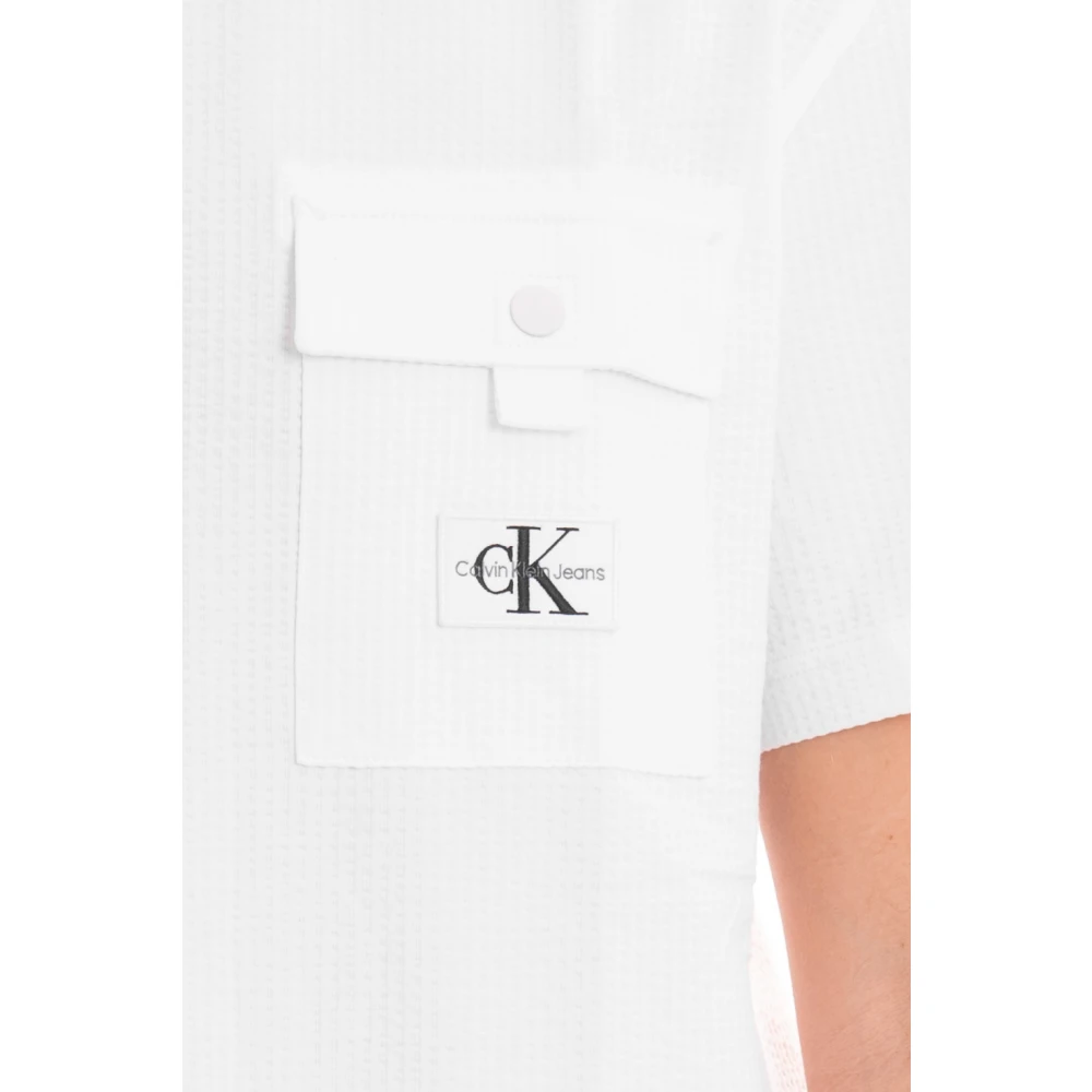 Calvin Klein Jeans Zak Textuur T-shirt White Heren