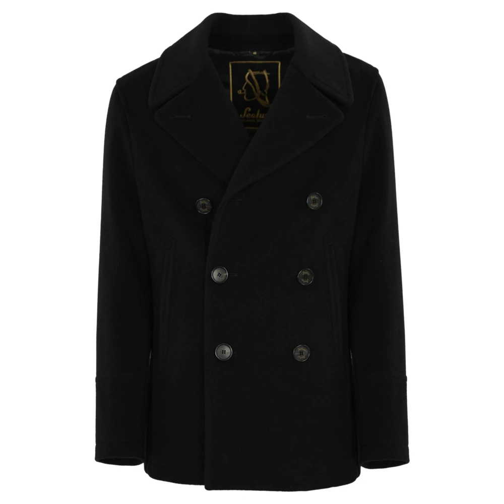 Sealup Zwarte wol kasjmier jas Black Heren
