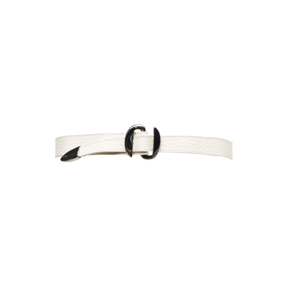 Orciani Witte Leren Riem Elegante Zilveren Accenten White Dames
