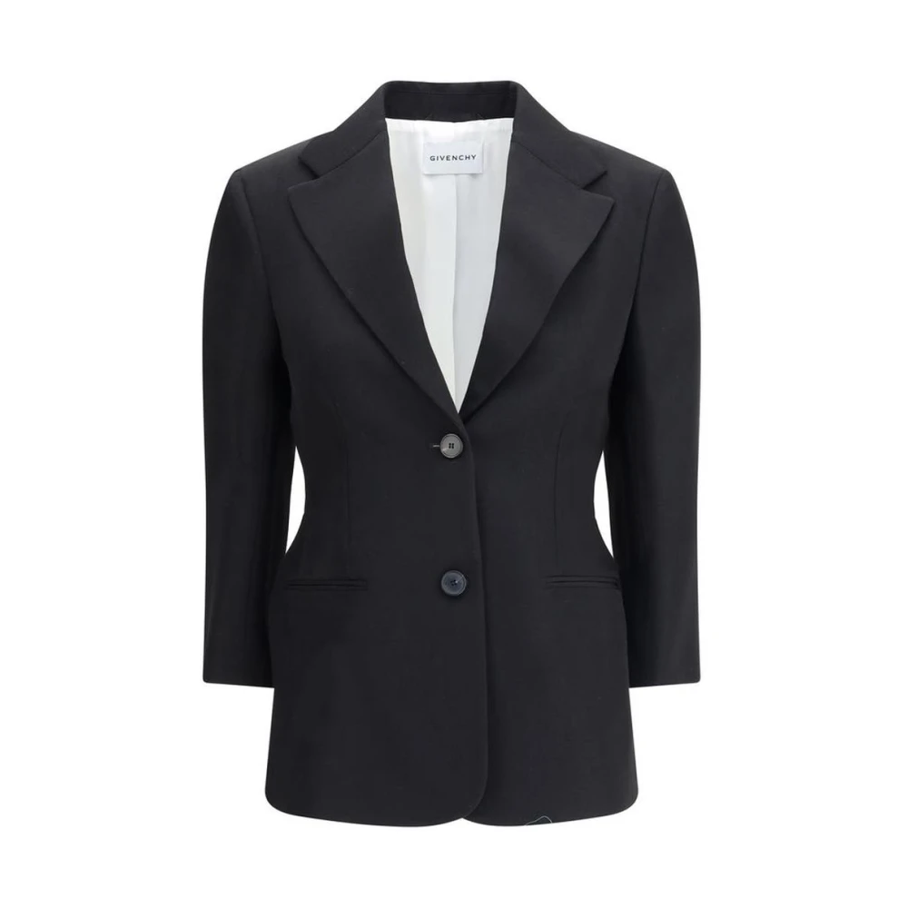 Givenchy Svart Ullblazer Med Skårad Slag