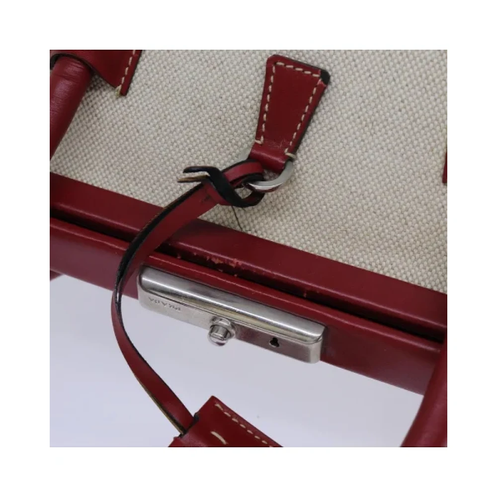 Prada Vintage Pre-owned Cotton prada-bags Beige Dames