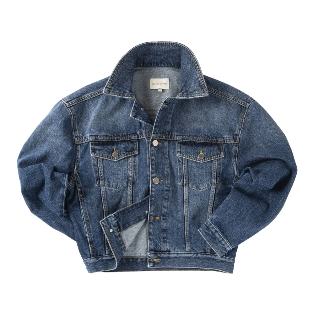 Loulou Studio Speelse Denimjasje met 3 4 Mouwen Blue Dames
