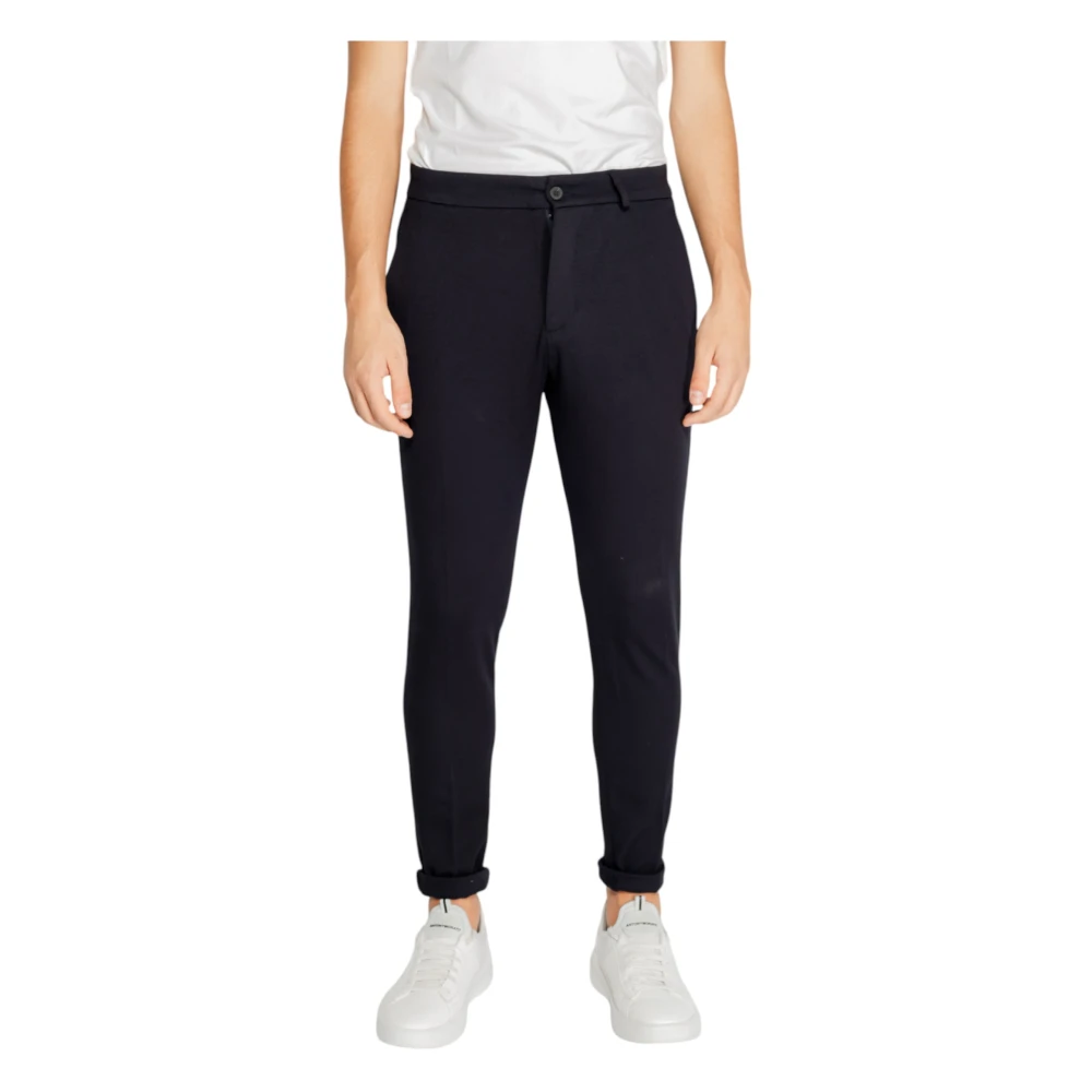 Antony Morato Blauwe effen broek met ritssluiting Blue Heren