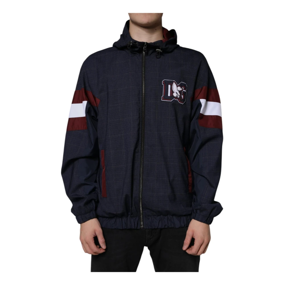 Dolce & Gabbana Hooded Bomberjack met Logodetails Blue Heren