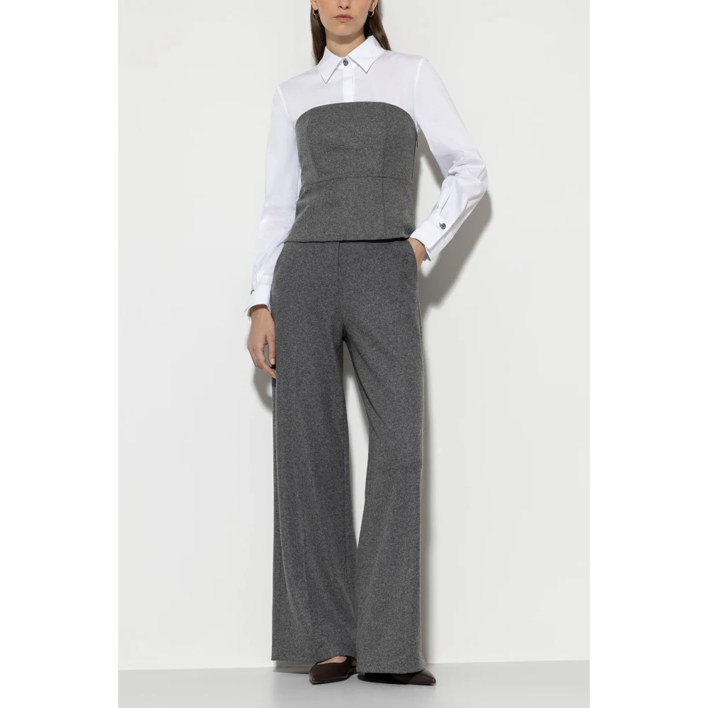 LUISA CERANO Melange Wolflanel Wideleg Broek Gray Dames