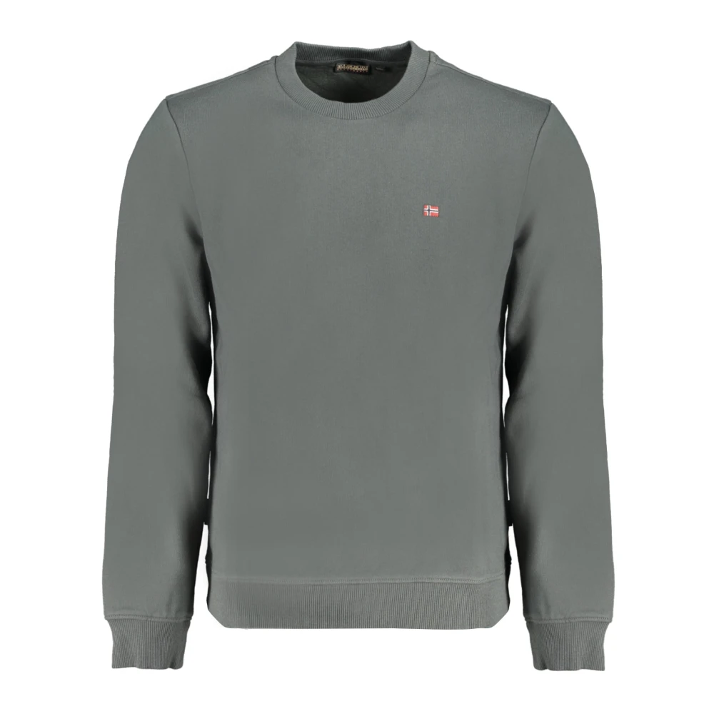 Napapijri Men's Green Sweatshirts, 2XL, Long Sleeve Sweatshirt With Embroidered Logo