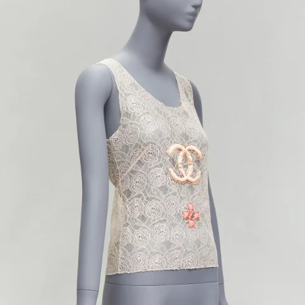 Chanel Vintage Pre-owned Cotton tops Beige Dames