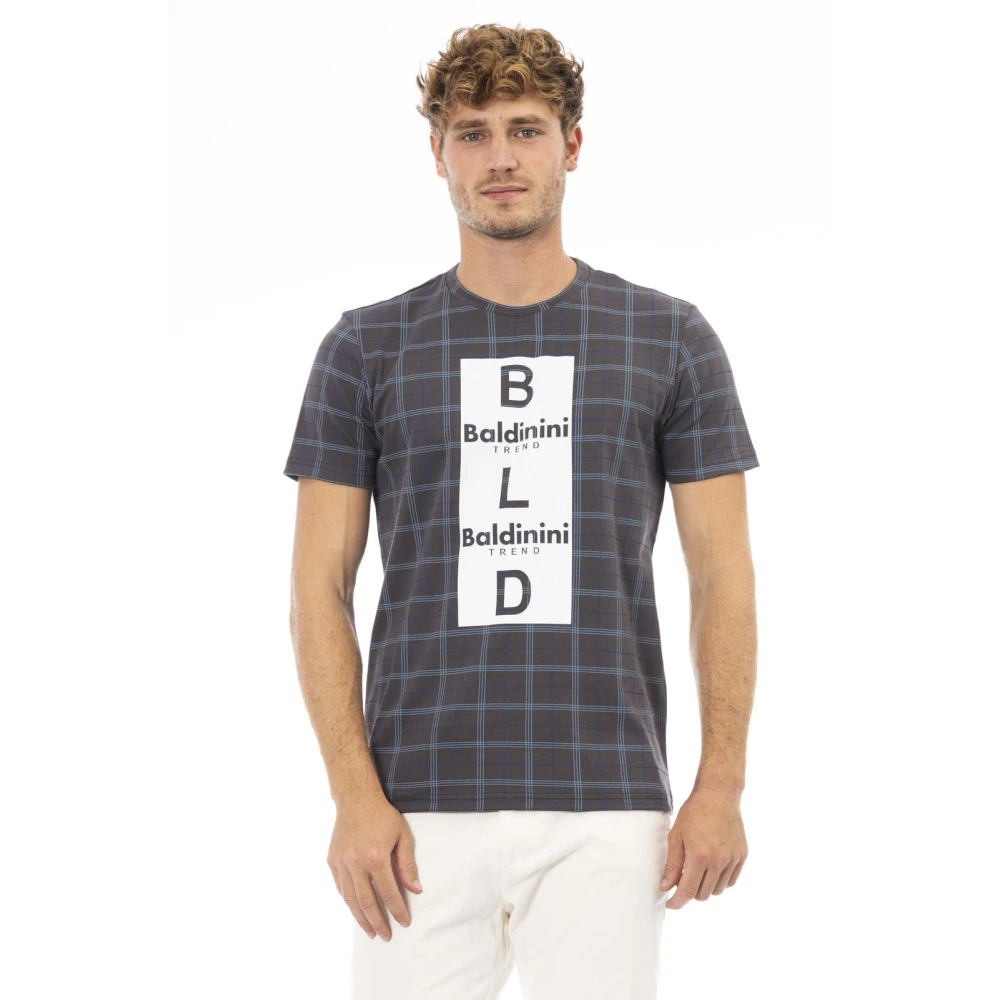 Baldinini Casual Ronde Hals T-shirt met Voorprint Gray Heren