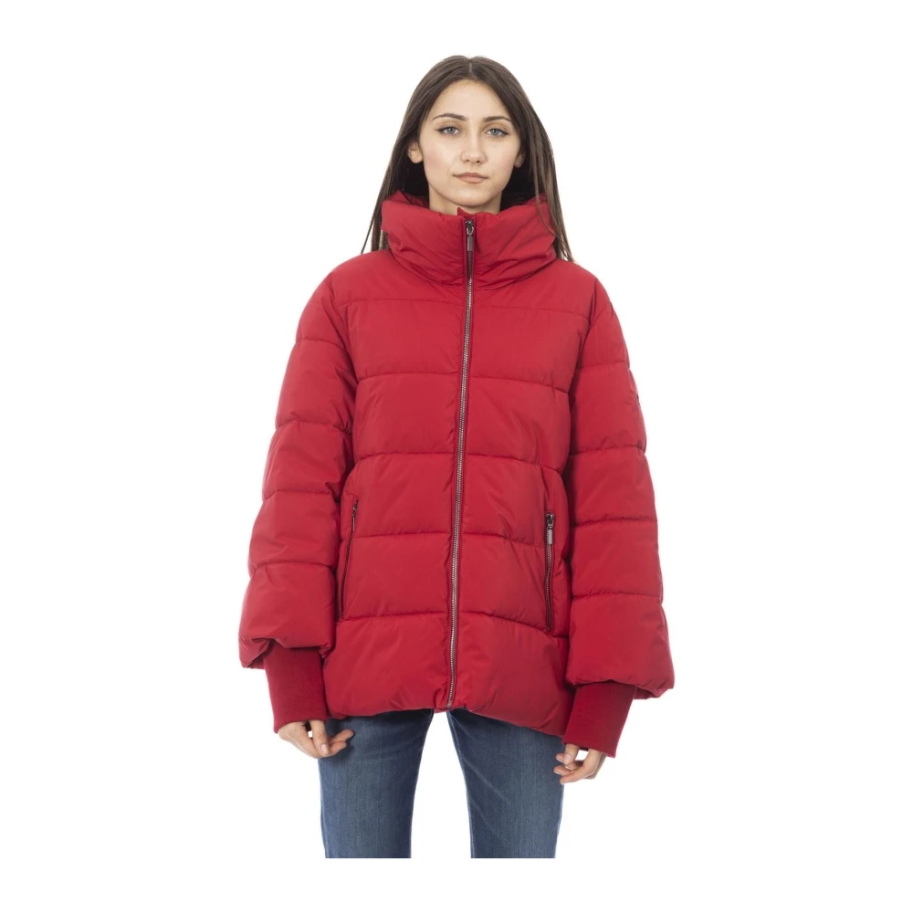 Baldinini Chique karmijnrode pufferjas met metalen details Red Dames