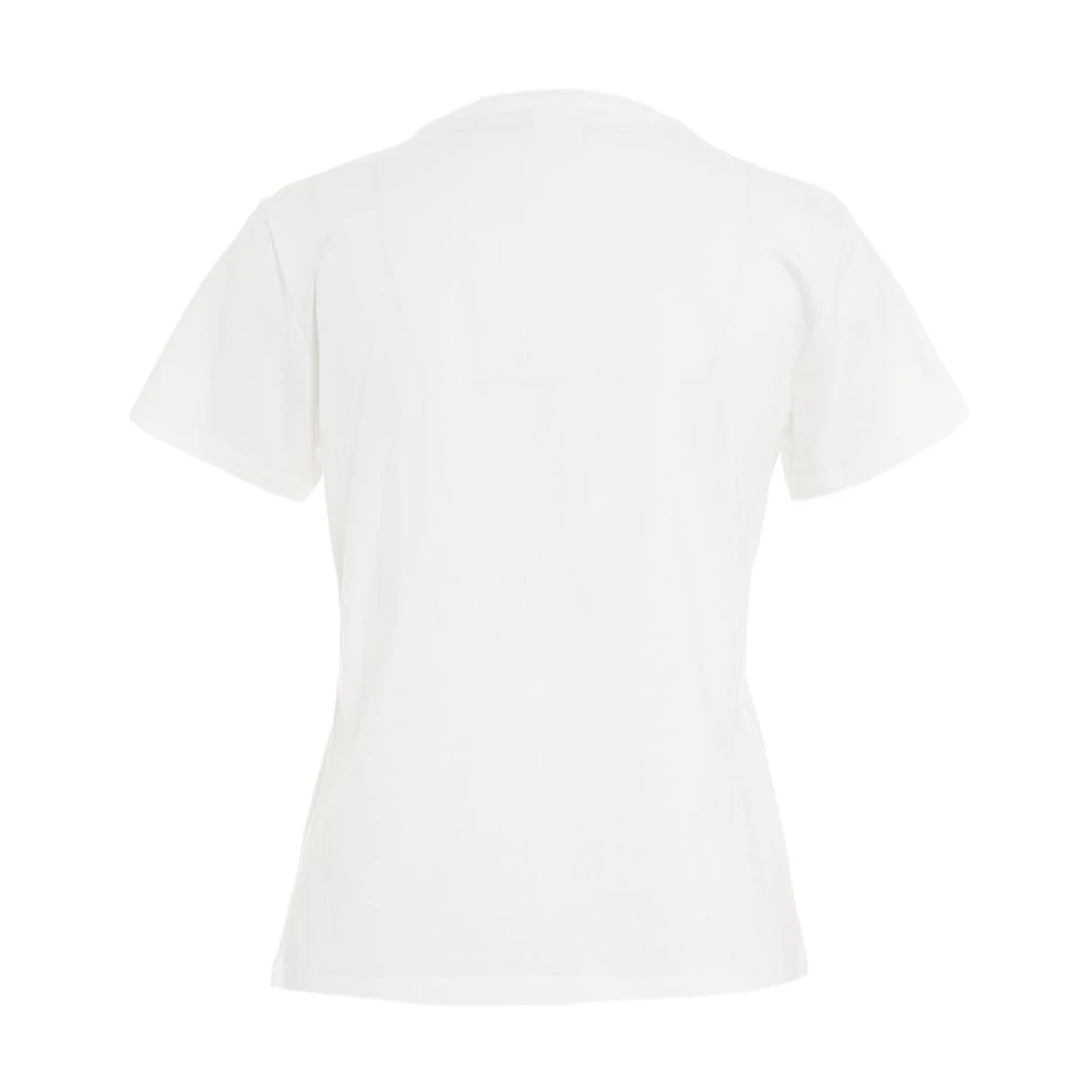 pinko Gebreide Crew Neck T-shirt met Strass Applicatie White Dames