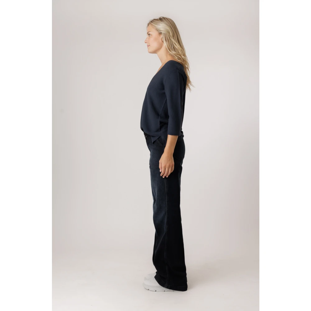 No man's land Slate Blue V-Neck Sweater Blue Dames