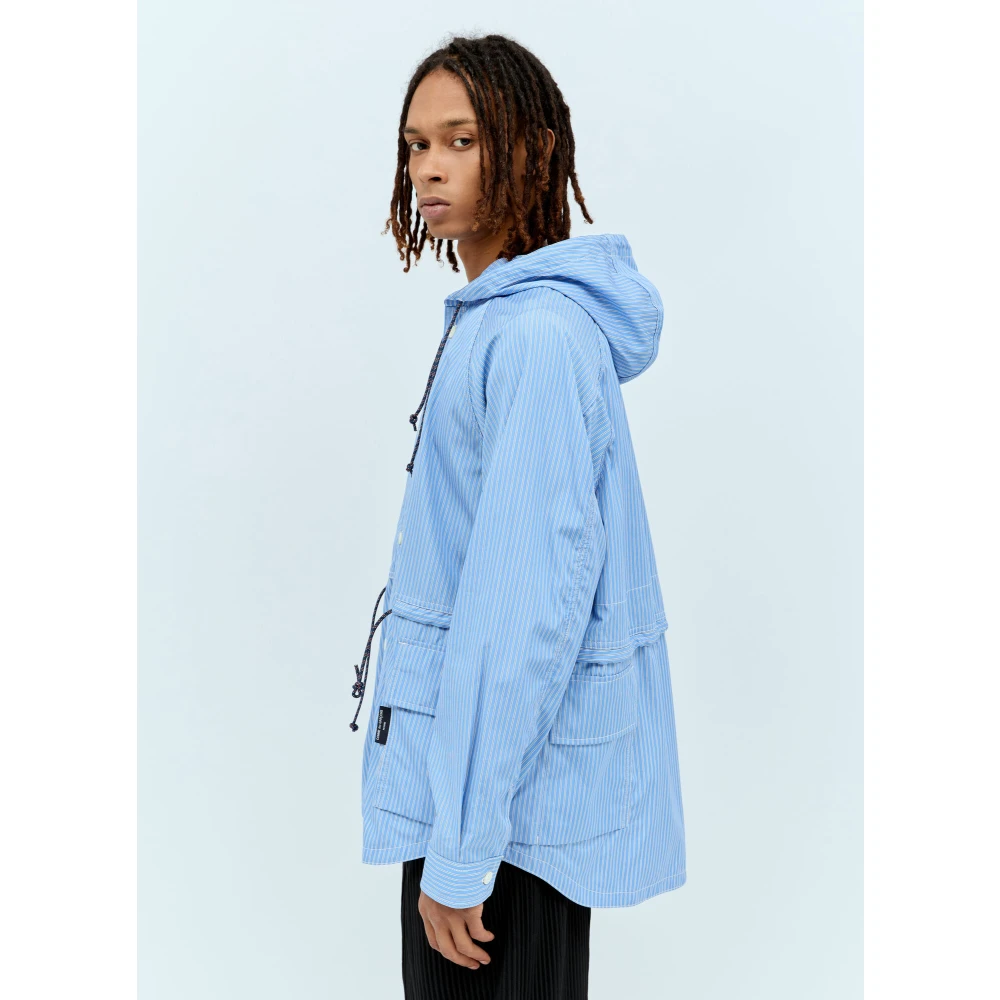 Comme des Garçons Gestreepte Katoenen Hoodie Jas Blue Heren
