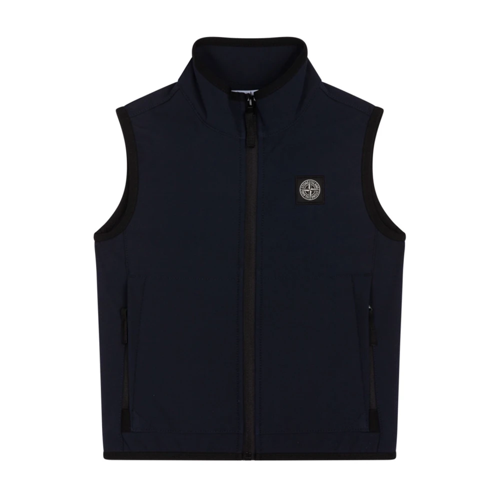 Stone Island Blauw Logo Patch Shell Gilet Blue Heren