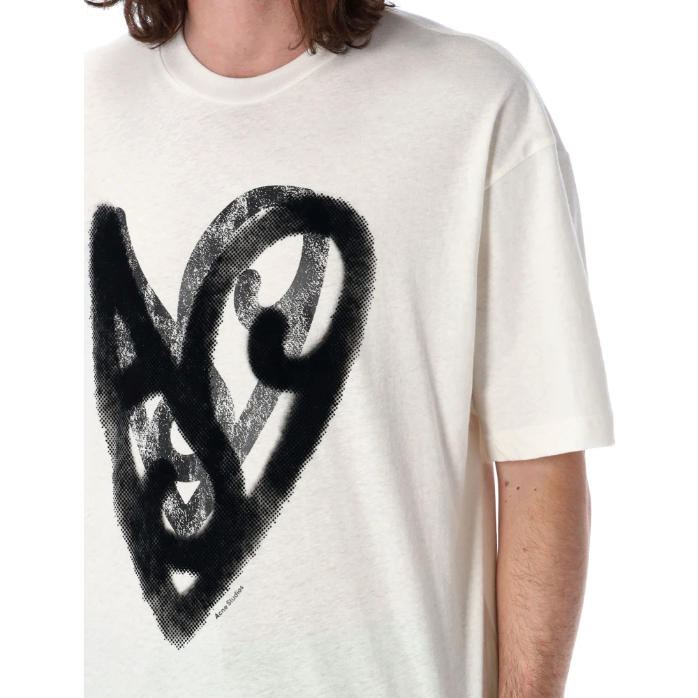Acne Studios Wit Bedrukt T-shirt Hart Logo White Heren