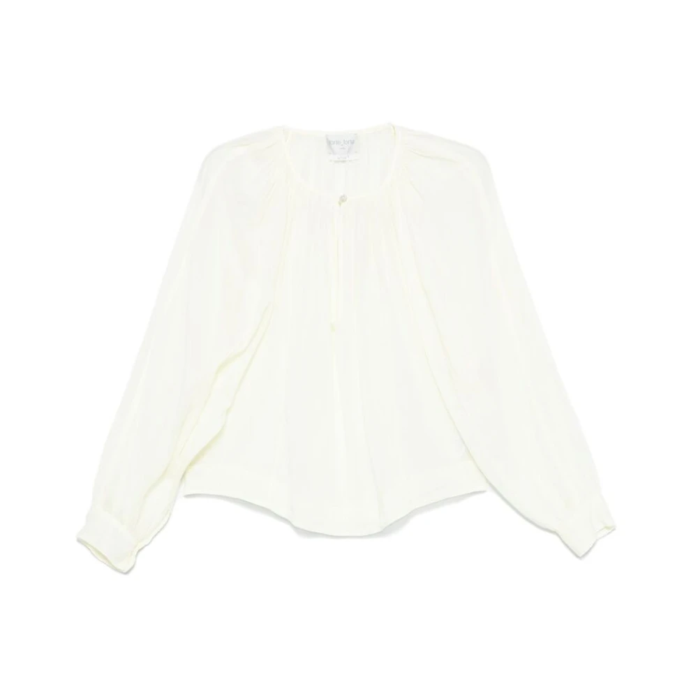 Forte Pastelgele Ronde Hals Lange Mouwen Shirt White Dames