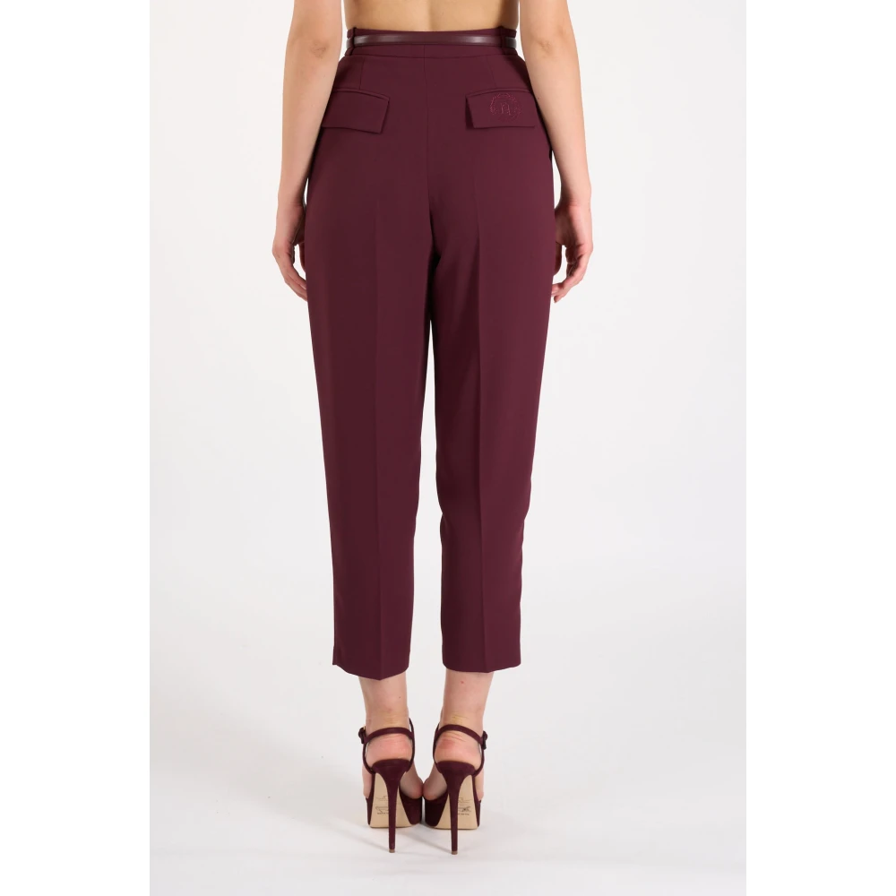 Elisabetta Franchi Rechte broek met riem Red Dames