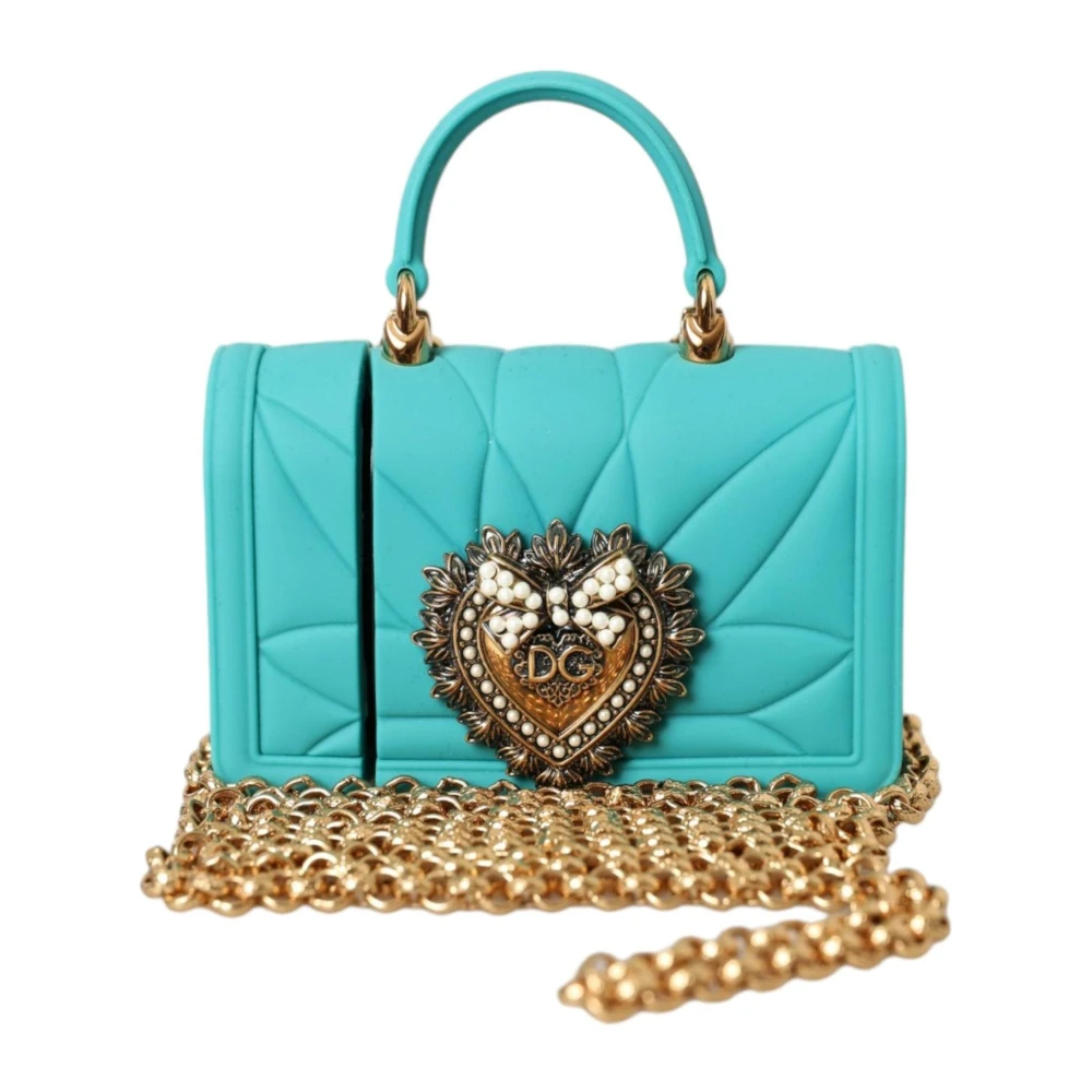 Dolce & Gabbana Siliconen Schoudertas met Hartversiering Blue Dames