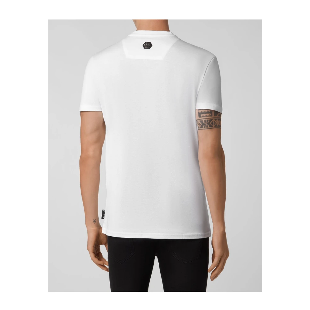 Philipp Plein Logo Strass Katoenen T-shirt White Heren