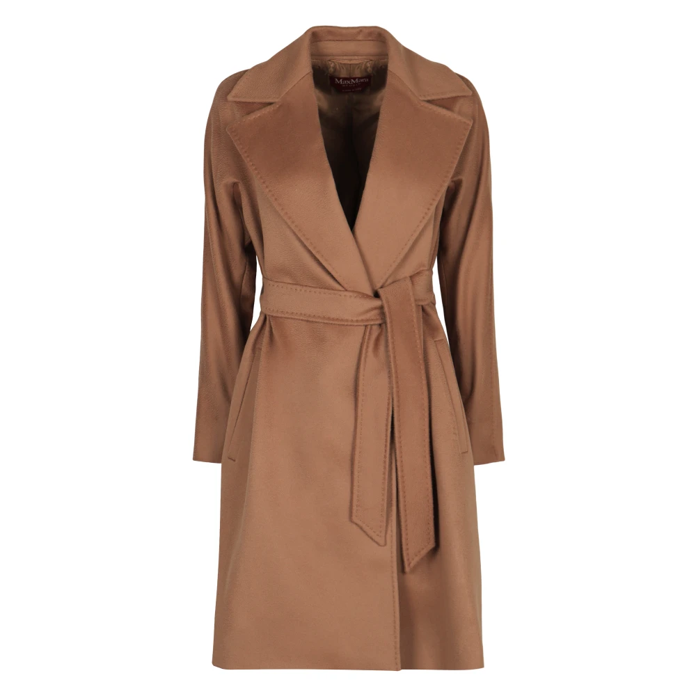 Max Mara Studio Brown Belted Coats, Female, 2XS, Dravenna Midi Robe Coat