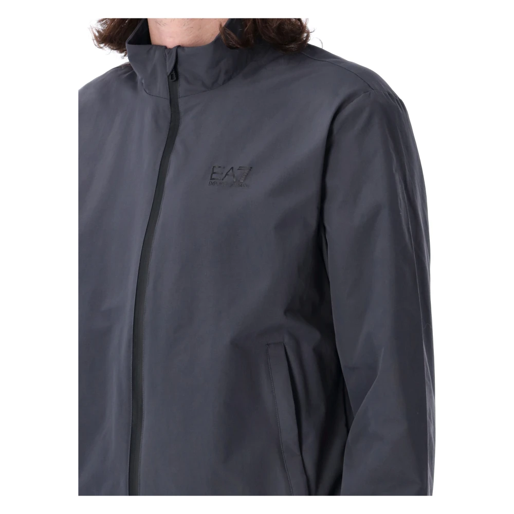Emporio Armani EA7 Core Identity Nylon Zip-Up Sweatshirt Gray Heren