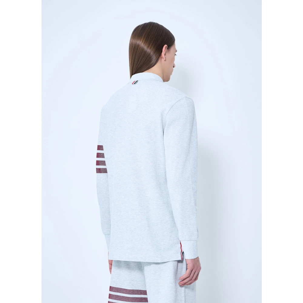 Thom Browne Handtekening Four-Bar Polo Shirt Gray Heren