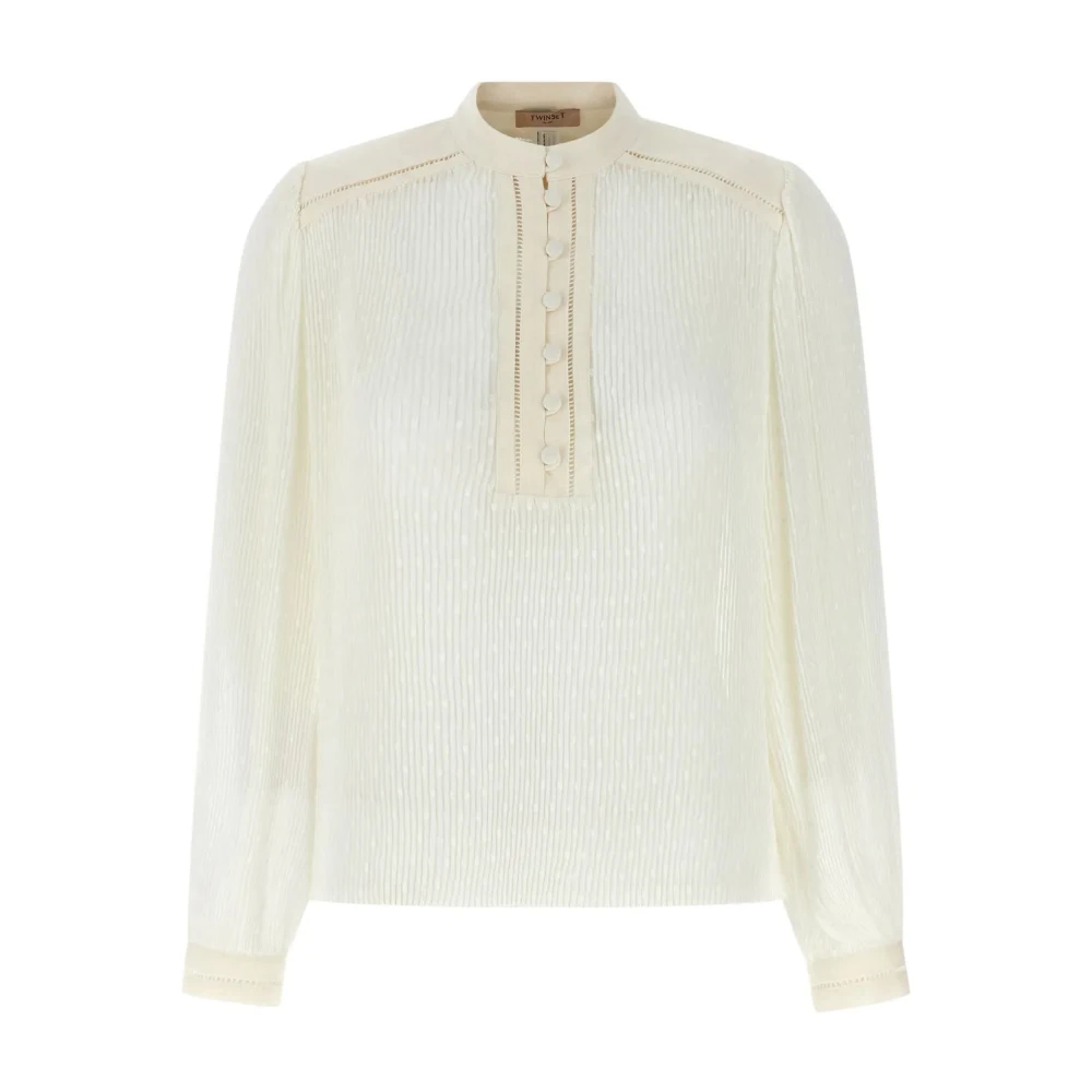 Twinset Donna Bianco - Elegante Blusa Georgette Bianca - Blouses & Shirts - L