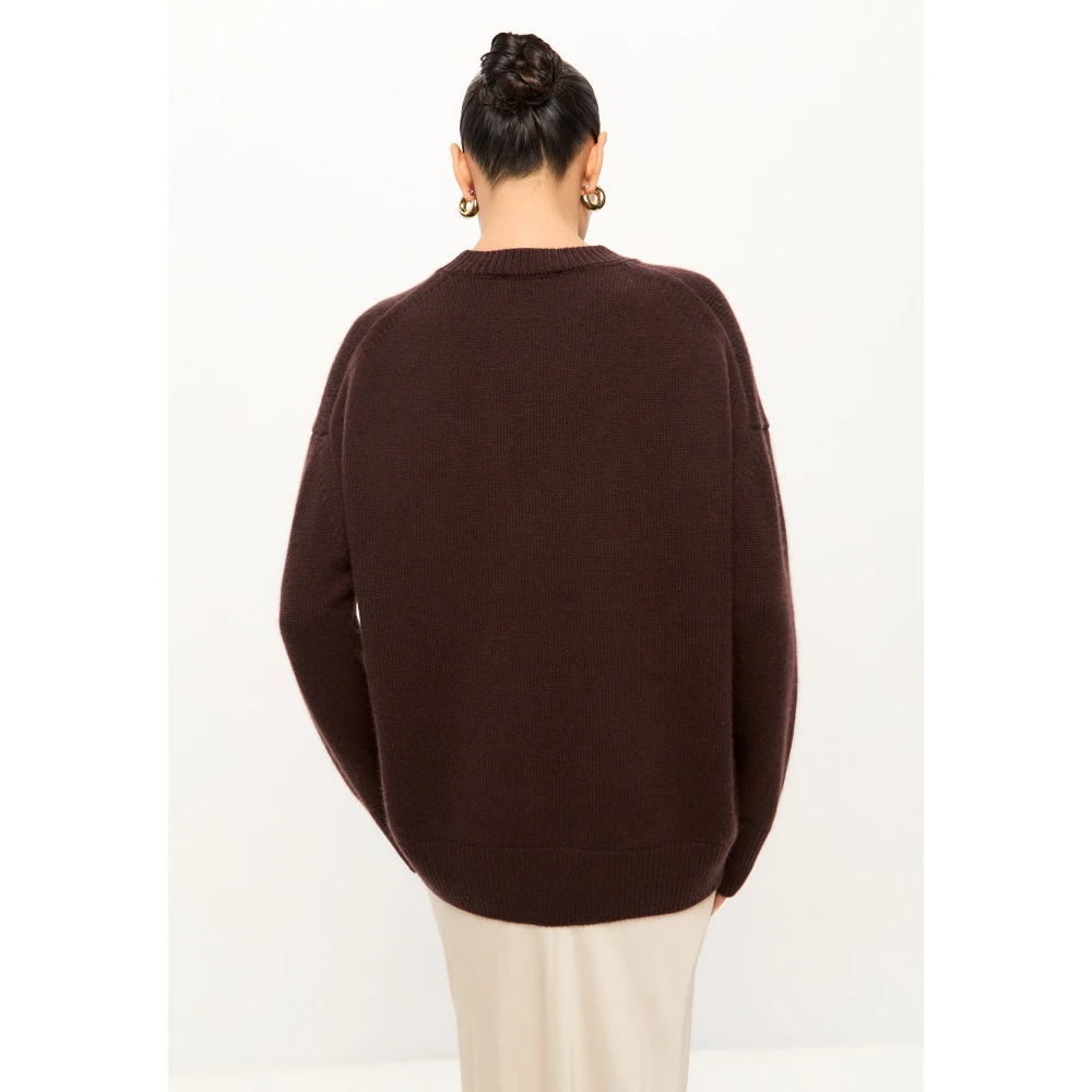 Cesare Gaspari Klassieke Crew Neck Sweater Mulan Bruin Brown Dames