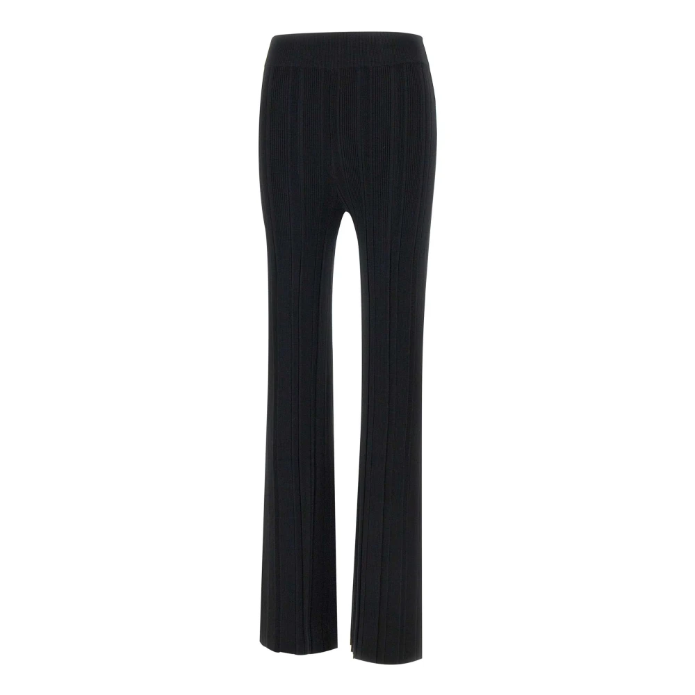 Remain Birger Christensen Zwarte Geribbelde Gebreide Elastische Taille Broek Black Dames