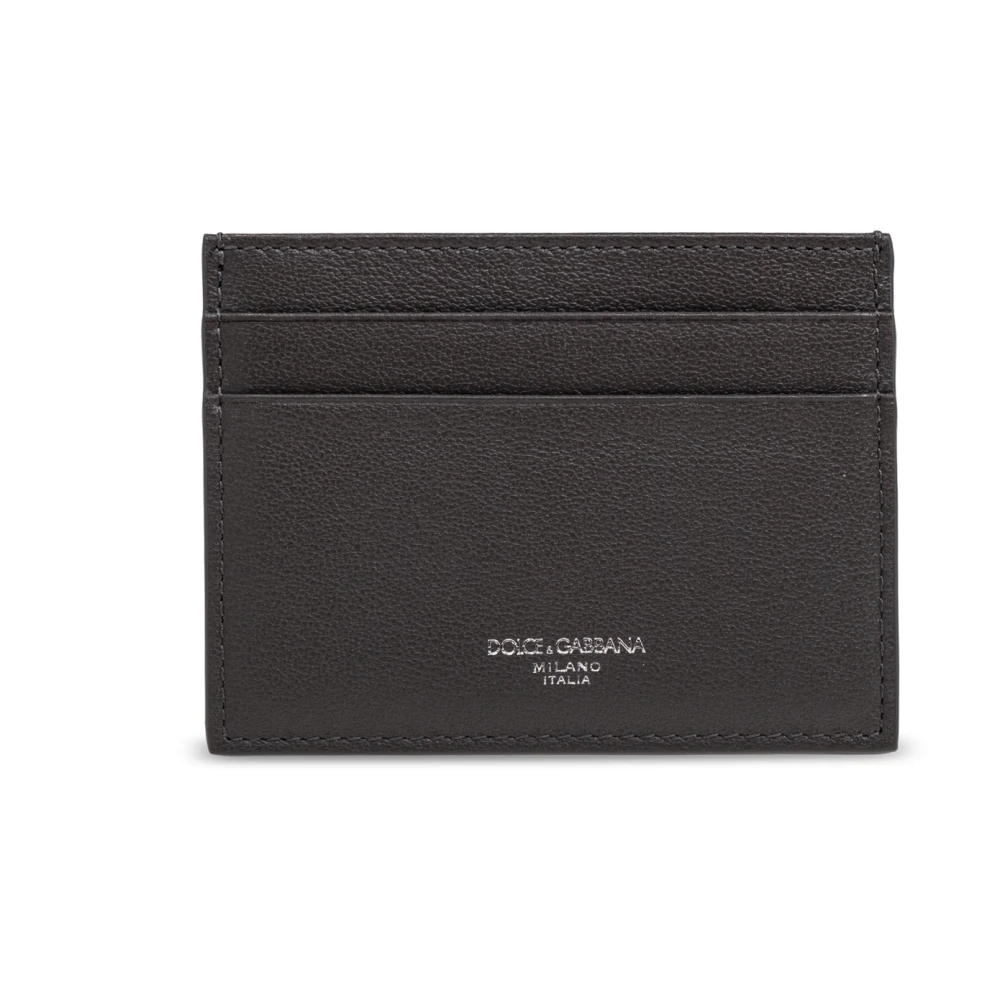 Dolce & Gabbana Leren kaarthouder Gray Heren