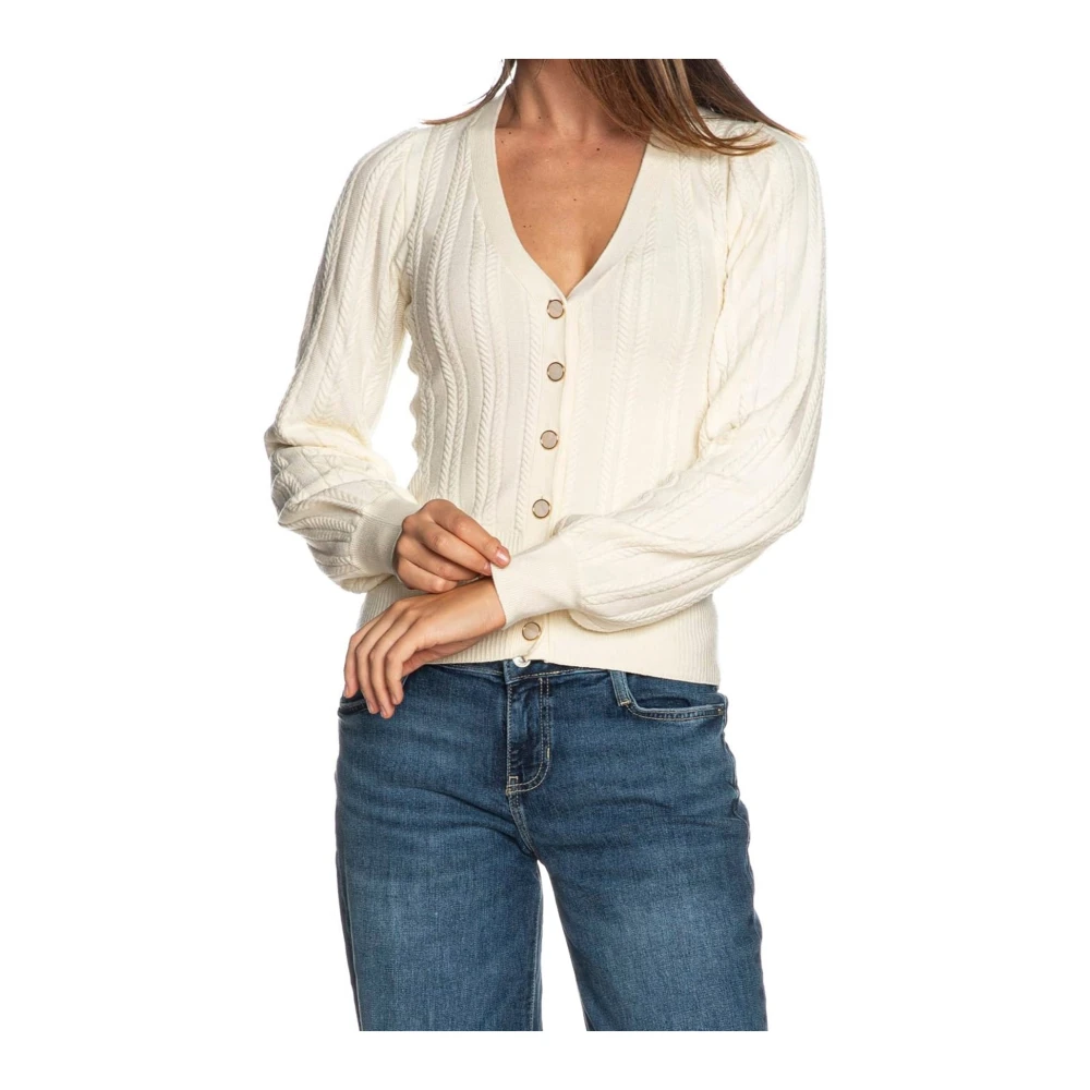 Guess V-hals Vest in Gemengd Viscose Garen White Dames