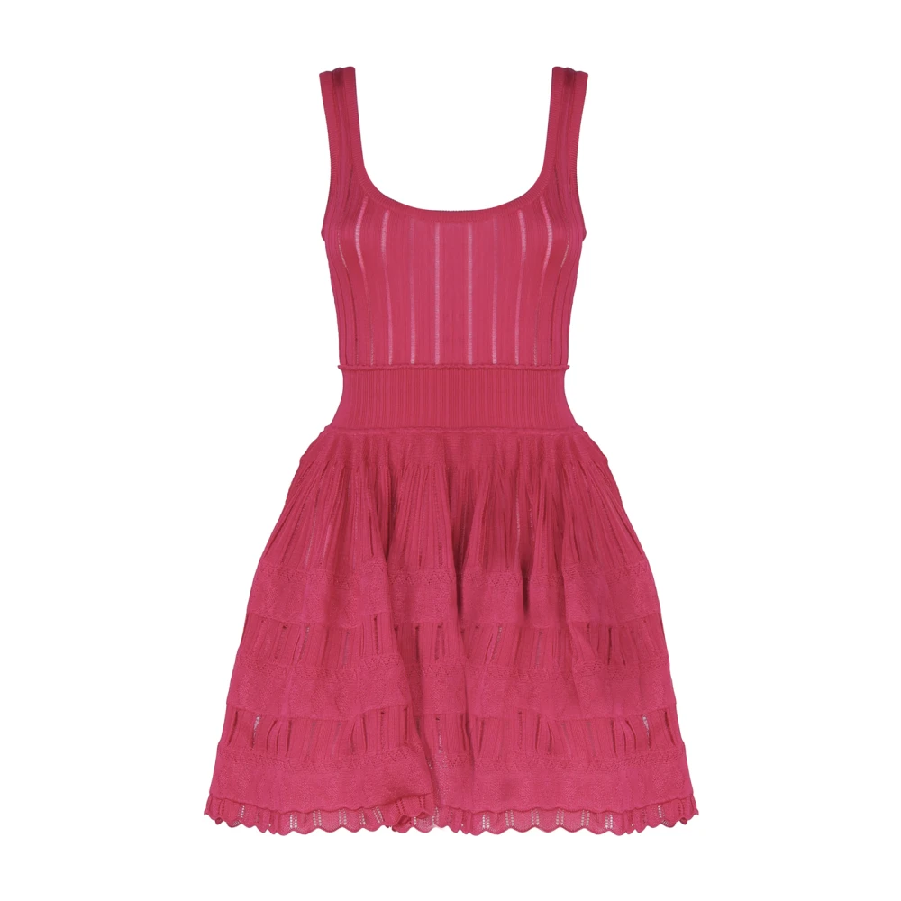 Alaïa Mouwloze jurk van viscose breisel Pink Dames